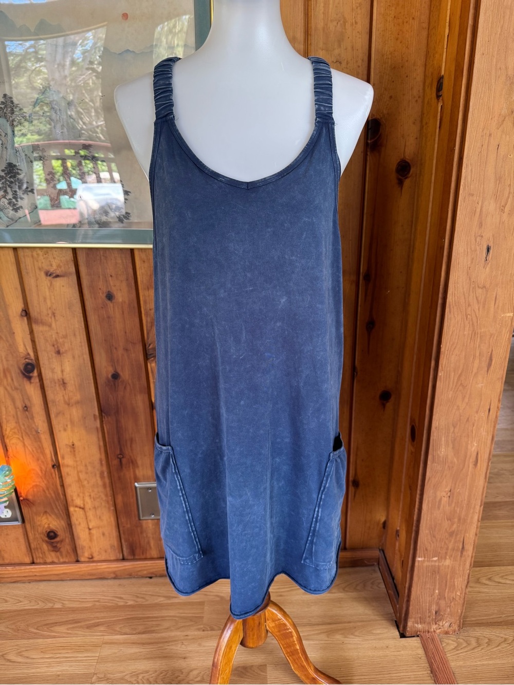 Sundry Size Medium Women's Washed Navy Tank Dress with Pockets Anthropologie
